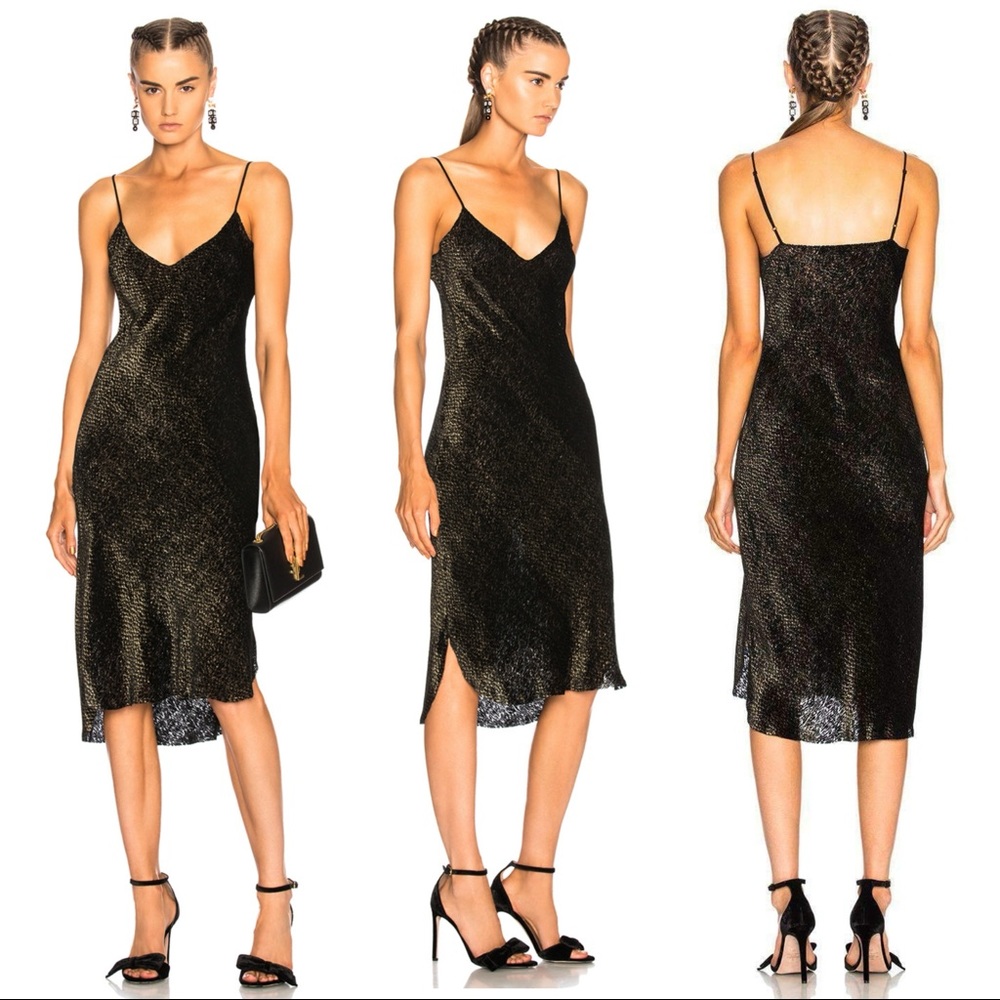 NWT NILI LOTAN Short Cami Slip Dress Metallic